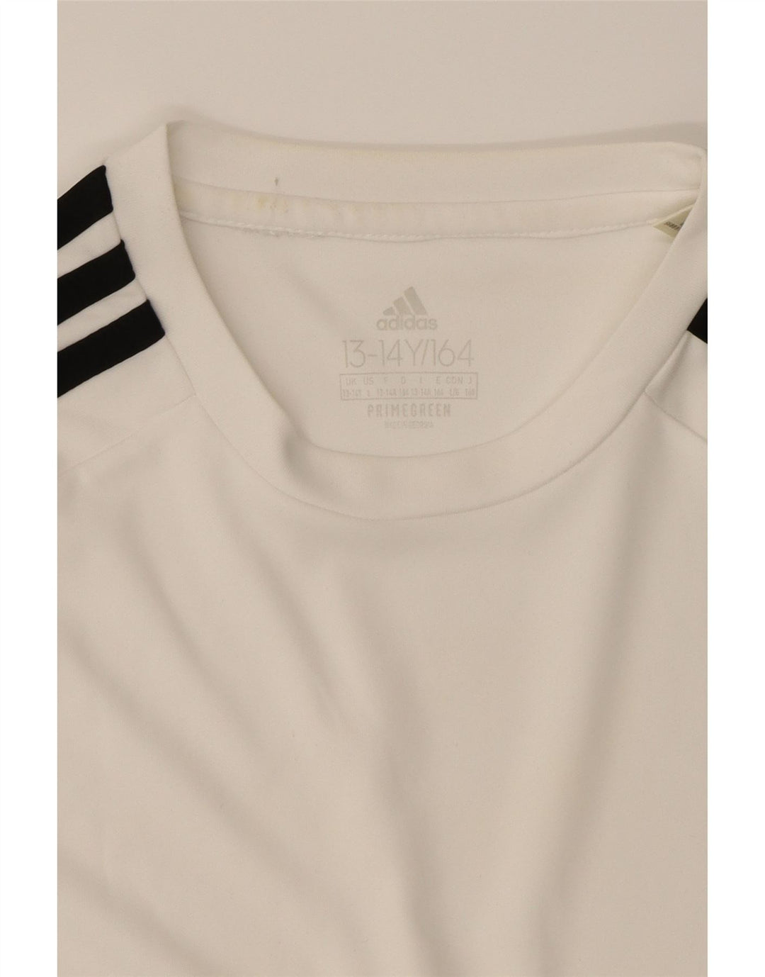 ADIDAS Boys Aeroready Graphic T-Shirt Top 13-14 Years White Polyester Vintage Adidas and Second-Hand Adidas from Messina Hembry 