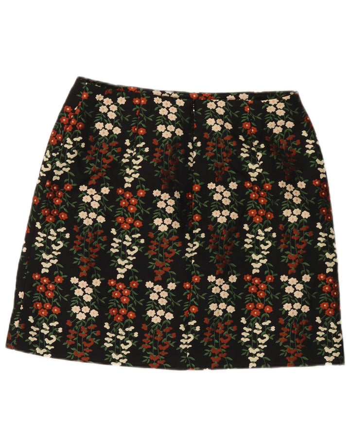 Oasis Dame Mini-nederdel UK 12 Medium W30 Black Floral Polyester