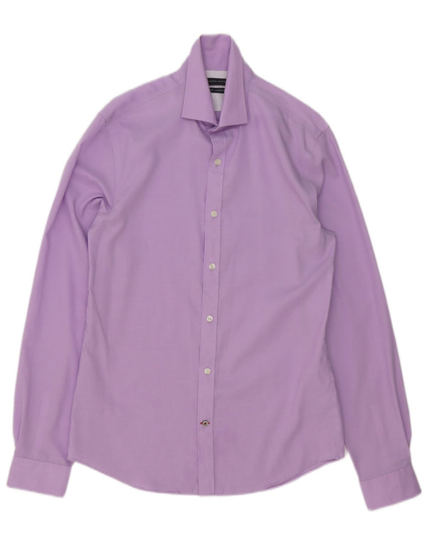Tommy Hilfiger Herre Slim Fit Skjorte Størrelse 15 Medium Lilla Bomuld