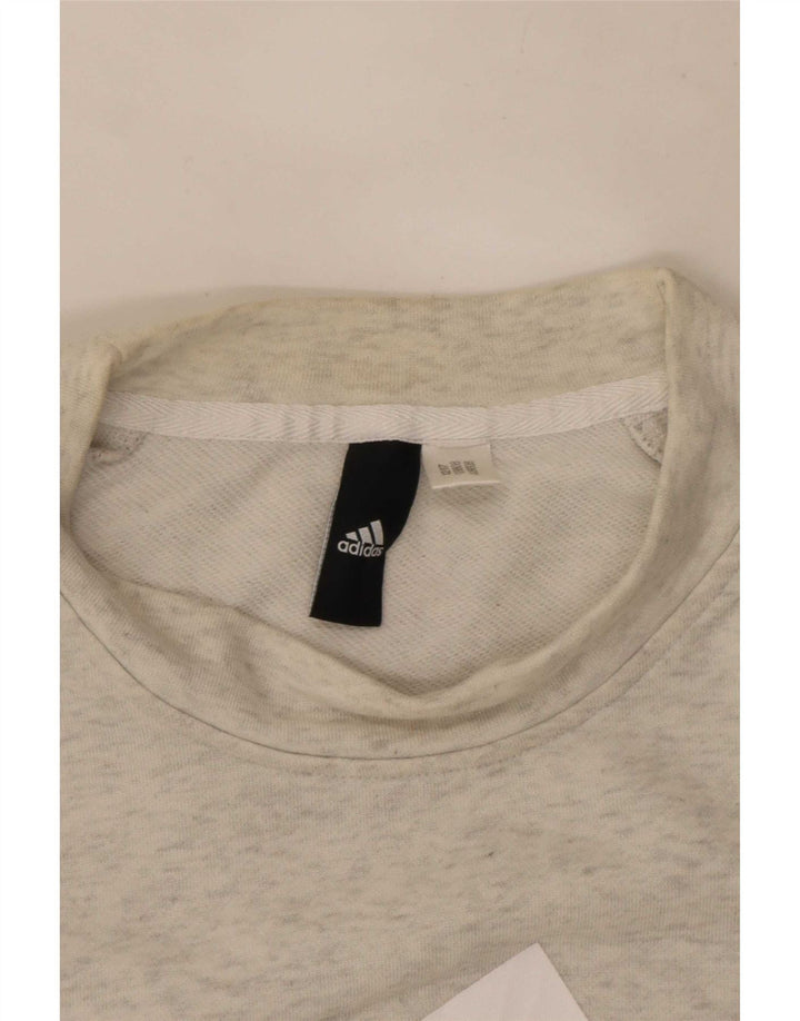 Adidas Dame Grafisk Sweatshirt Jumper UK 8 Small Grey Flecked