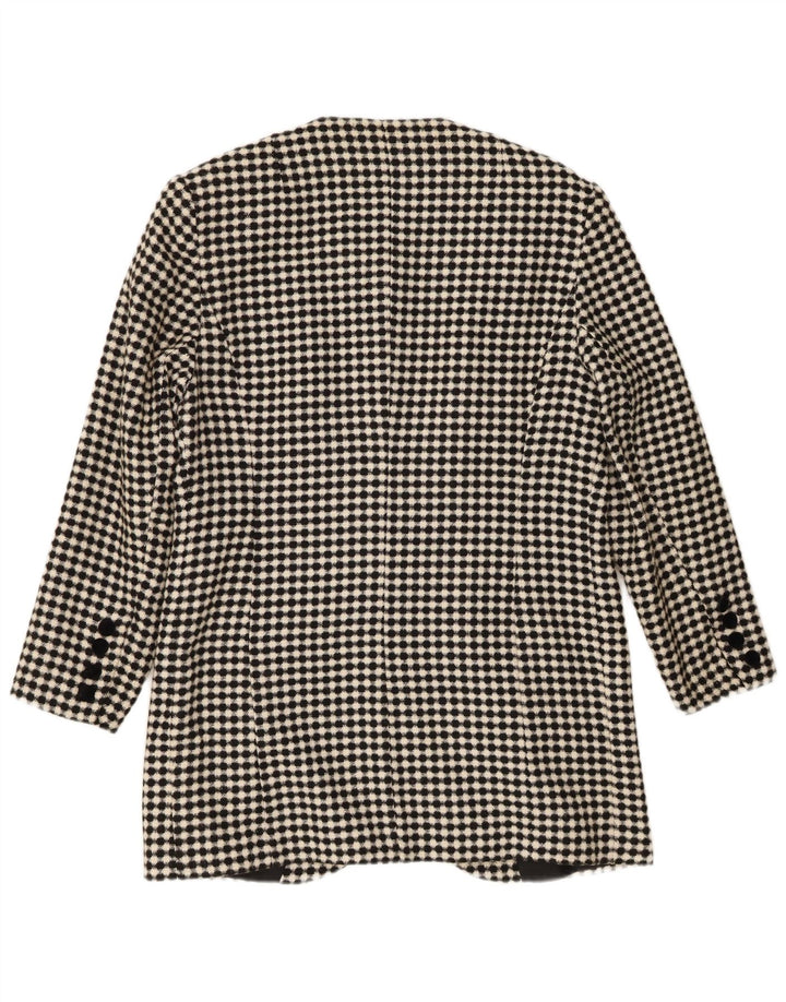 Vintage dame 4-knaps blazerjakke UK 16 Stor sort ternet polyester