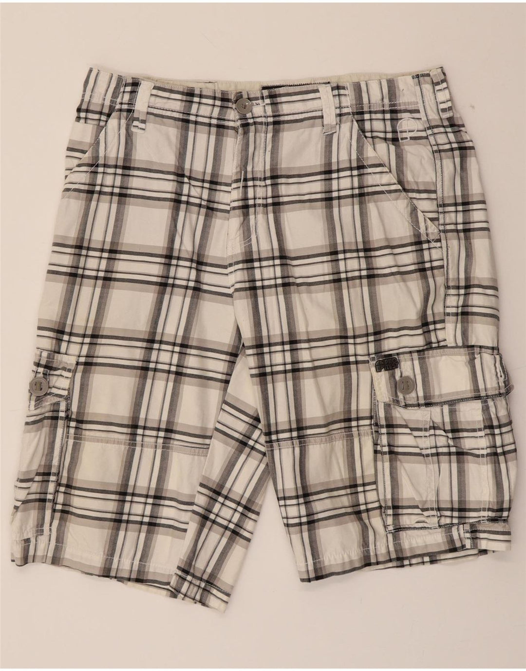 PROTEST Mens Cargo Shorts XL W38  White Check Cotton Vintage Protest and Second-Hand Protest from Messina Hembry 