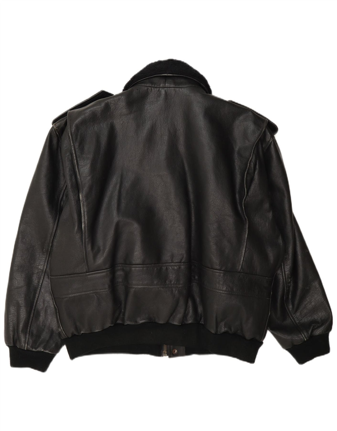 Vintage Herre Military Læderjakke UK 42 XL Sort