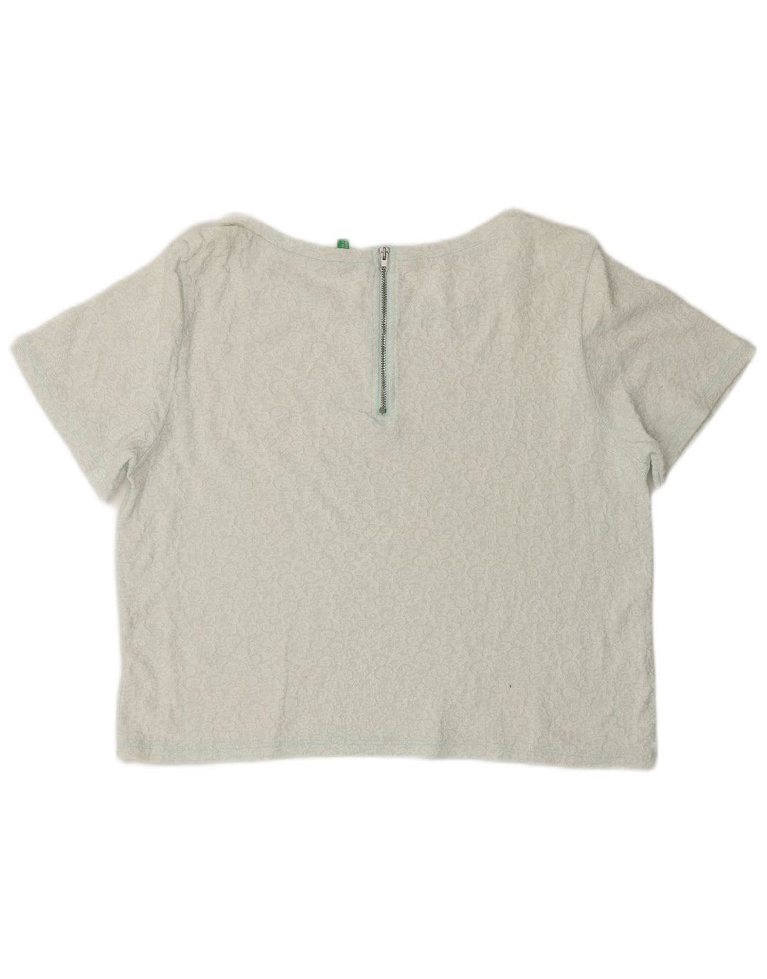 BENETTON Dame Crop Bluse Top UK 14 Medium White
