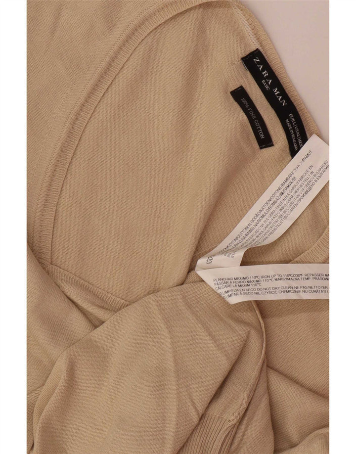 Zara Herre V-hals sweater Stor Beige Bomuld