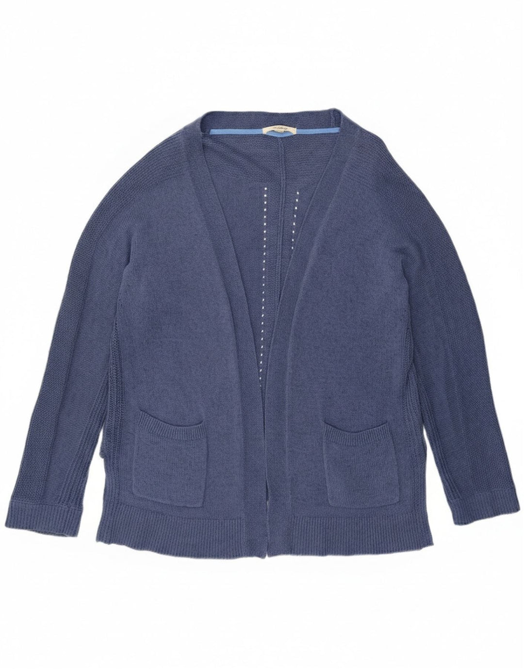 White Stuff Womens Open Cardigan Sweater UK 16 Large Blue Cotton