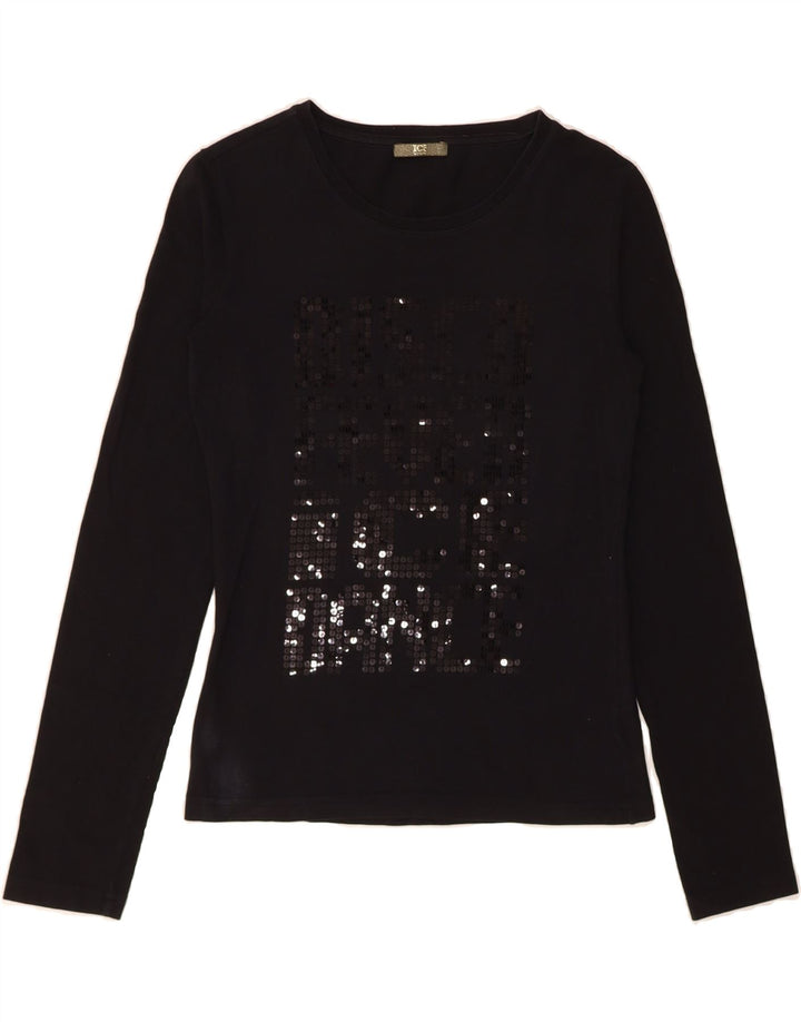 ICEBERG Womens Graphic Top Long Sleeve IT 42 Medium Black Vintage Iceberg and Second-Hand Iceberg from Messina Hembry 