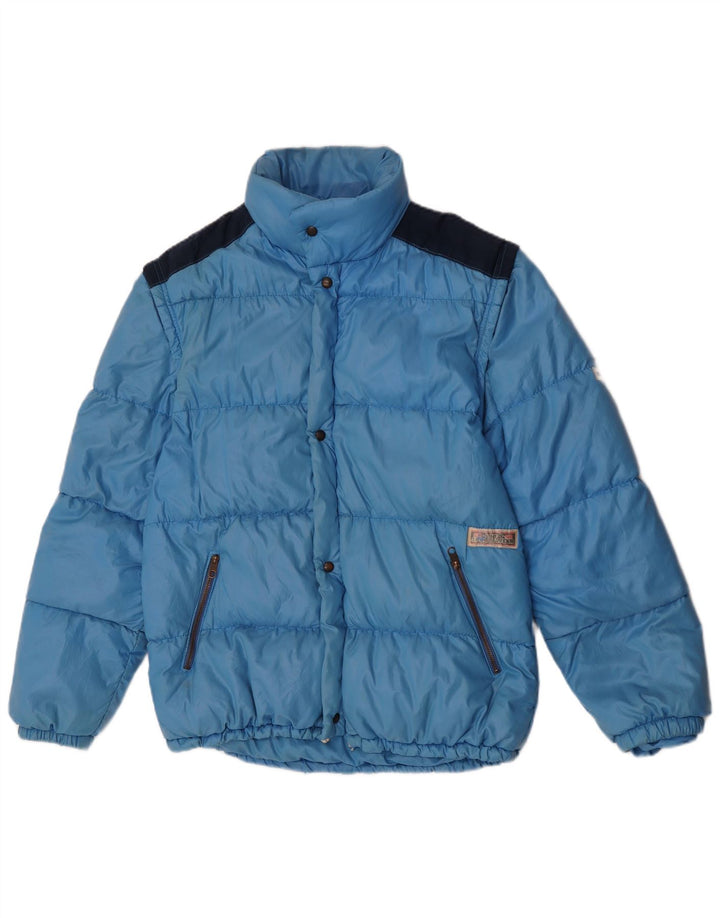 Vintage polstret hættejakke til mænd IT 52 XL Blå Colourblock Polyamid