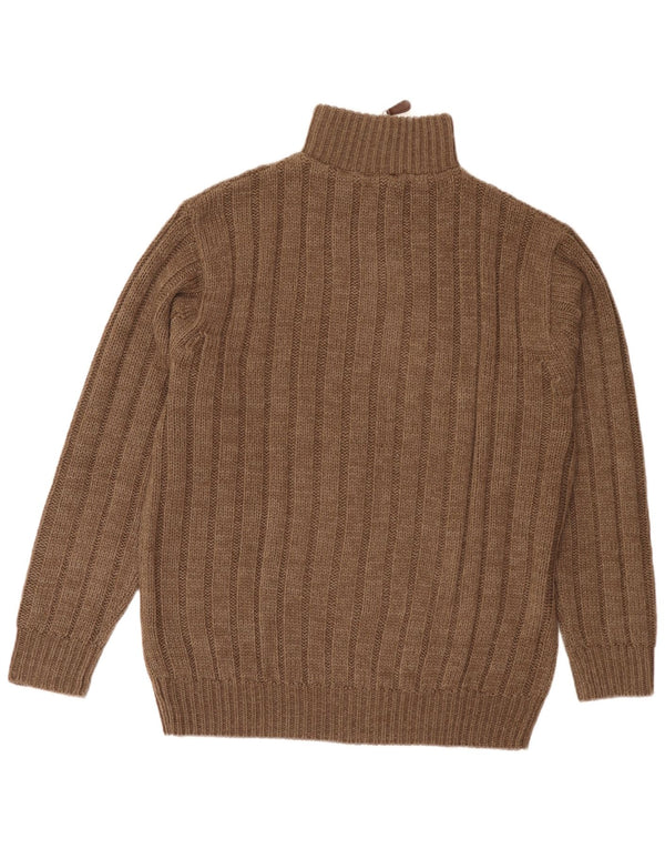 Rover & Lake Herre Zip Neck Jumper Sweater EU 52 Large Brown Polyacrylic