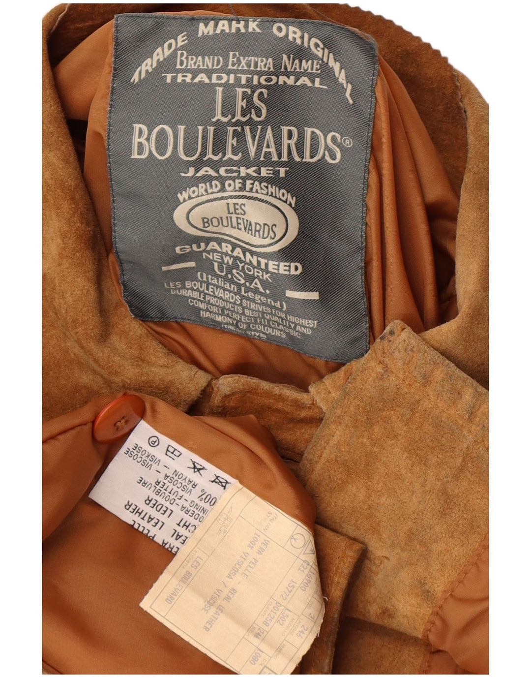 Les Boulevards Herre ruskindsjakke IT 50 Stor brunt læder