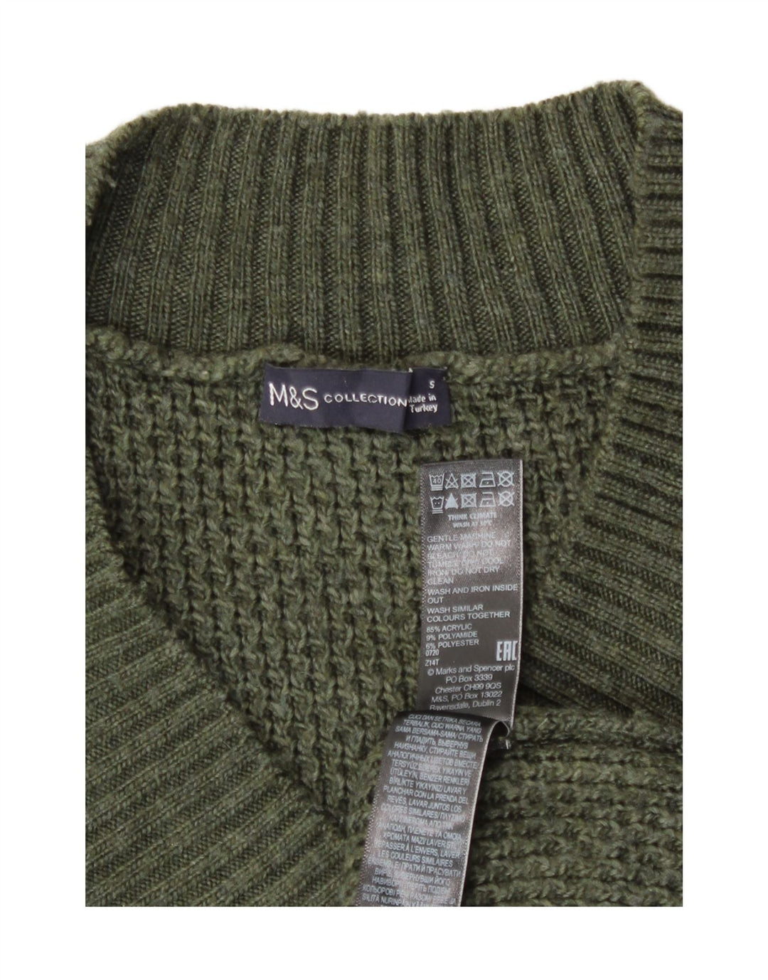 Marks & Spencer Herre V-hals sweater lille grøn akryl