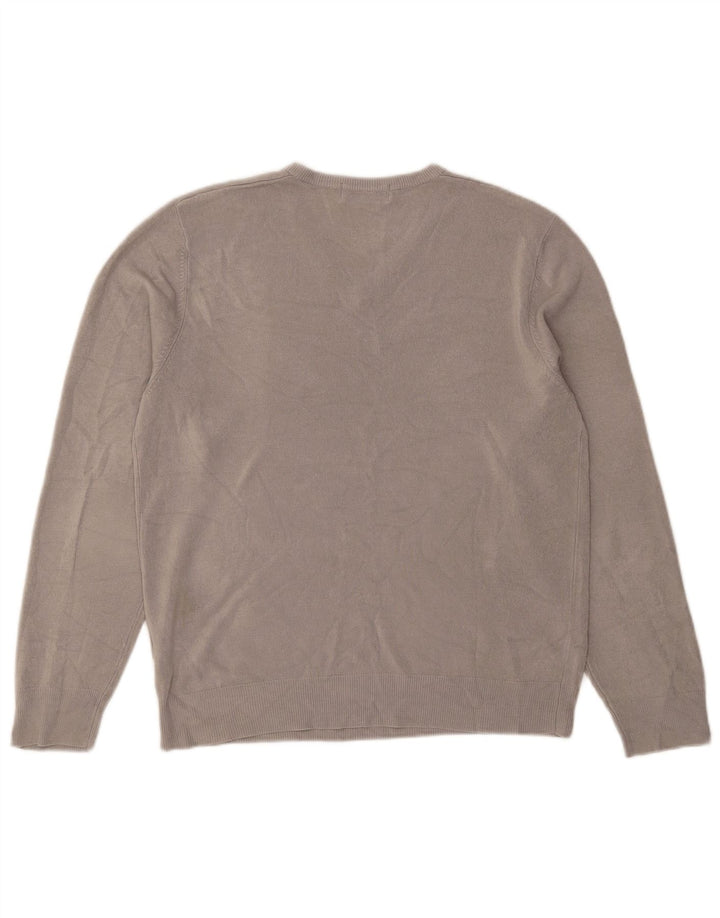 Marks & Spencer Herre Blue Harbor V-hals sweater Medium Grå Akryl