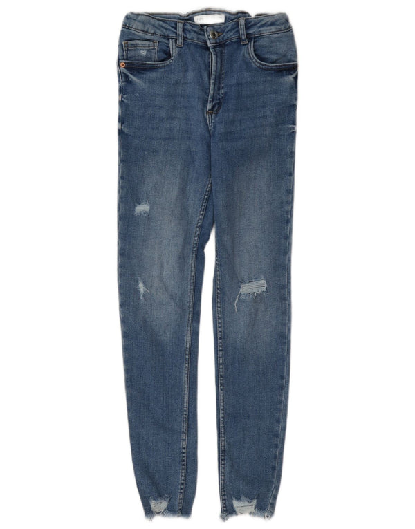 Zara Girls Distressed Skinny Jeans 13-14 år W26 L26 Blå