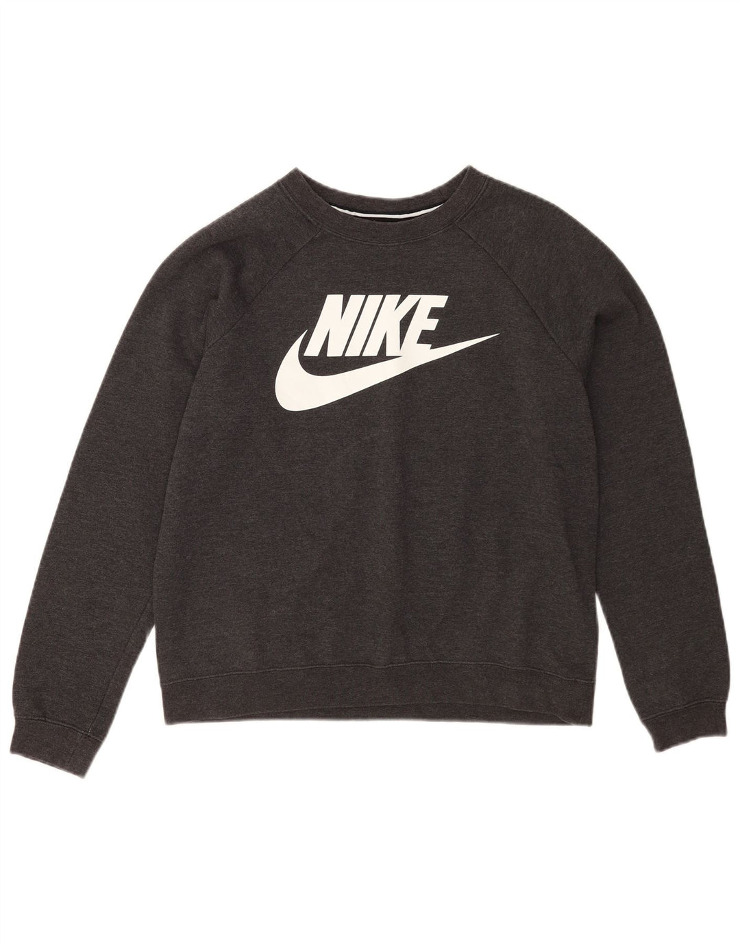 NIKE Womens Crop Graphic Sweatshirt Jumper UK 16 Large Grey Cotton