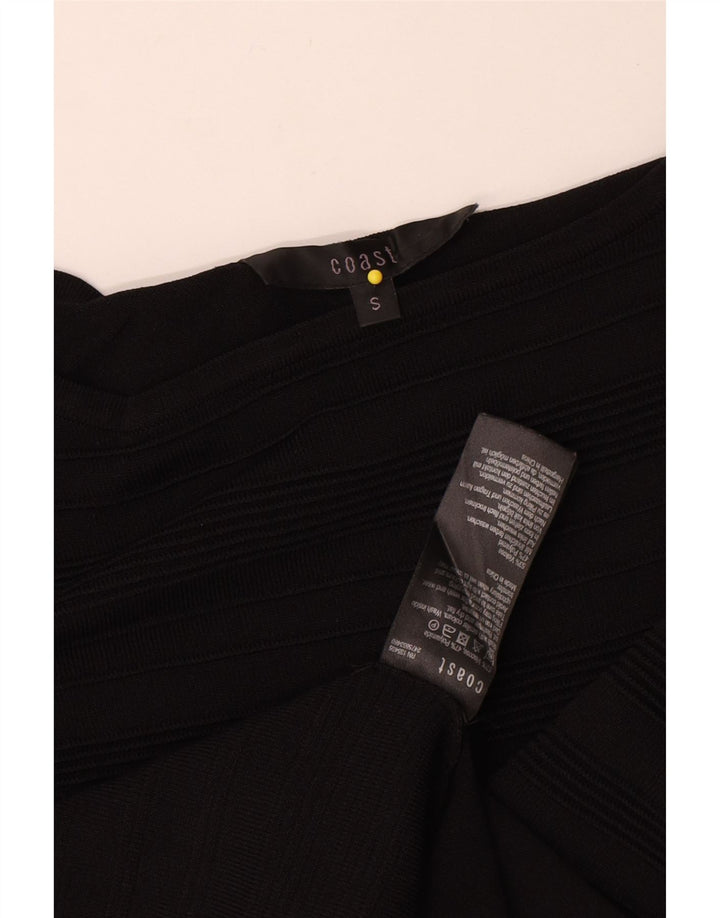 Coast Dame Top Langærmet UK 10 Lille Sort Stribet Viscose