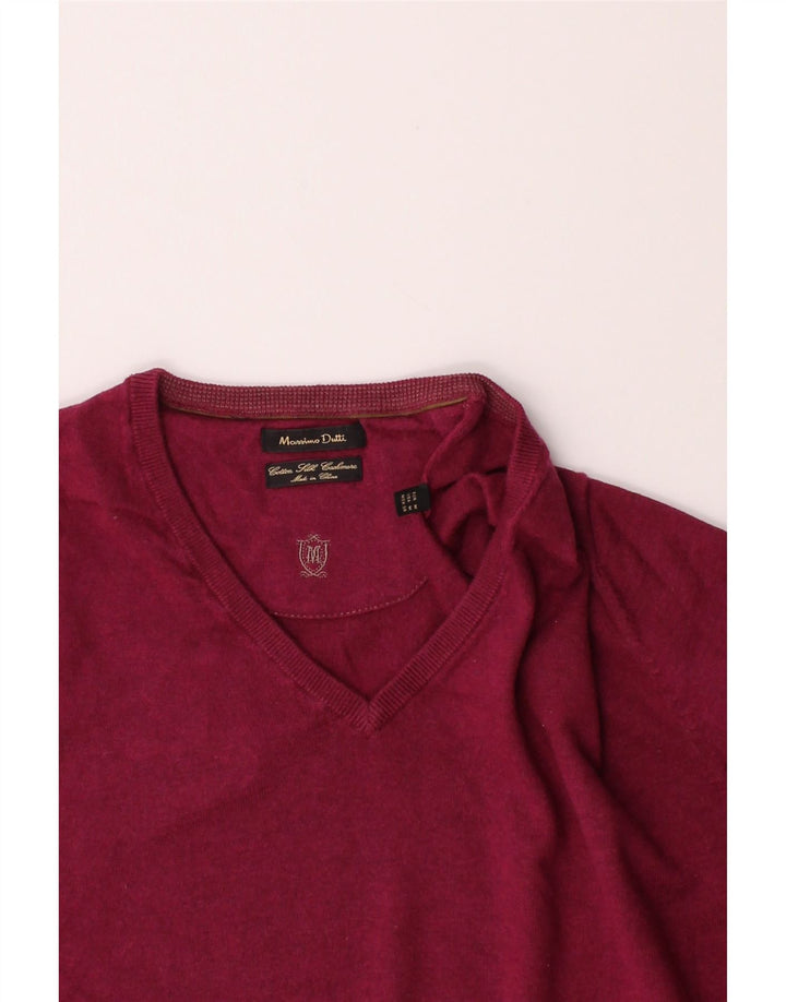 MASSIMO DUTTI Womens V-Neck Jumper Sweater UK 14 Medium Burgundy Wool Vintage Massimo Dutti and Second-Hand Massimo Dutti from Messina Hembry 