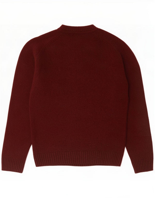 Marks & Spencer Herre Boat Neck Jumper Sweater Medium Maroon Lammeuld