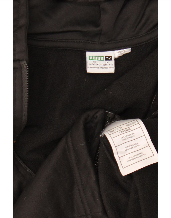 PUMA drenge grafisk hættetrøje med lynlås 10-11 år medium sort polyester