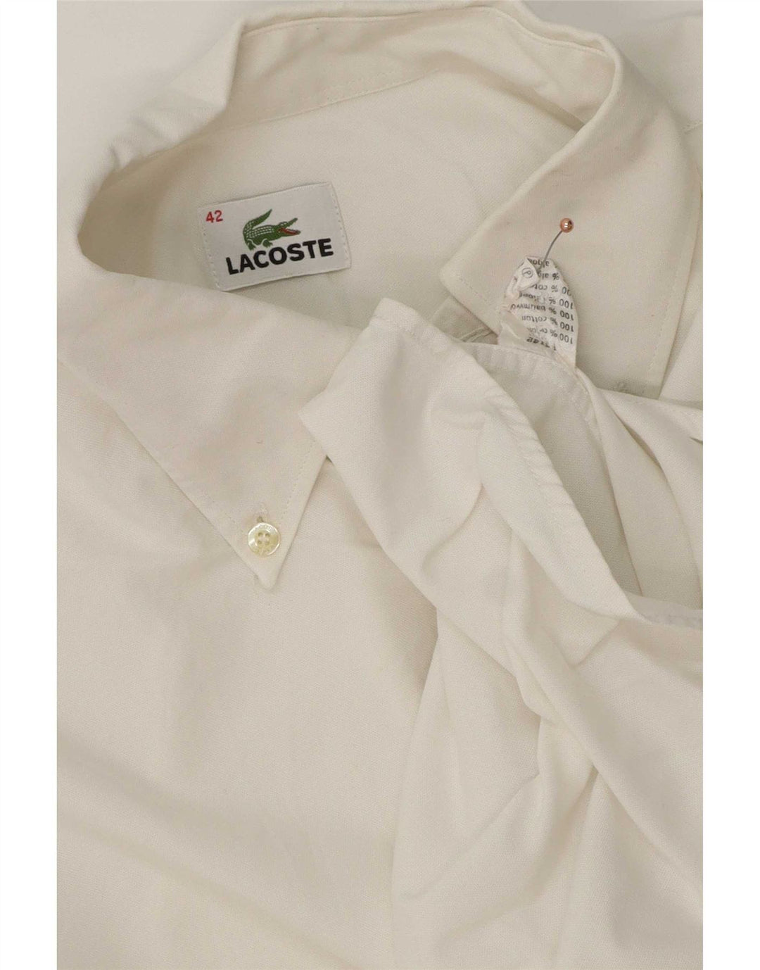 Lacoste Herreskjorte str. 42 Stor hvid bomuld