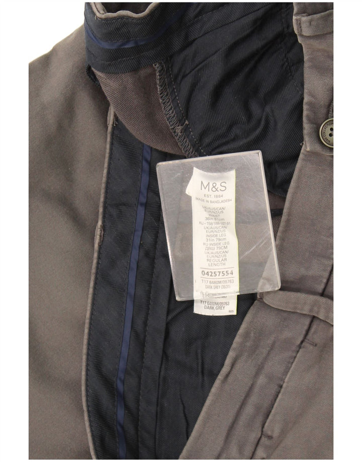 Marks & Spencer Herre Slim Chino Bukser W36 L31 Grå Bomuld