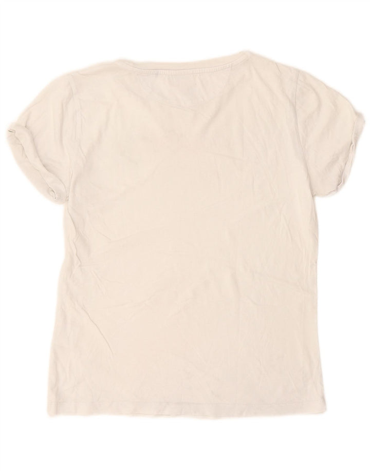 Hugo Boss Dame Grafisk T-Shirt Top UK 10 Small White Bomuld