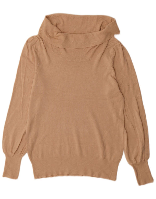 Marks & Spencer Dame Roll Neck Jumper Sweater UK 14 Stor Beige Viscose