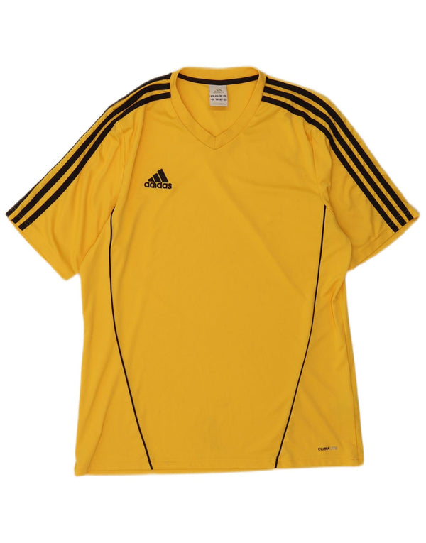 Adidas Mens Climalite T-Shirt Top Large Yellow Polyester