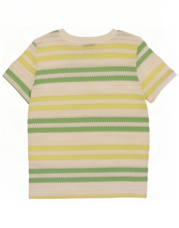 Zara strikket bluse top UK 10 Lille flerfarvet stribet polyester