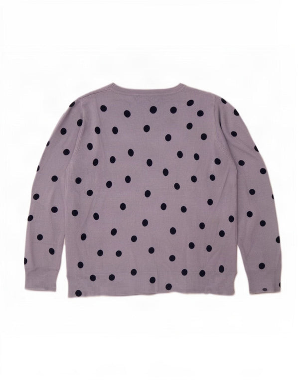 Marks & Spencer Womens Boat Neck Jumper Sweater UK 16 Large Blue Polka Dot