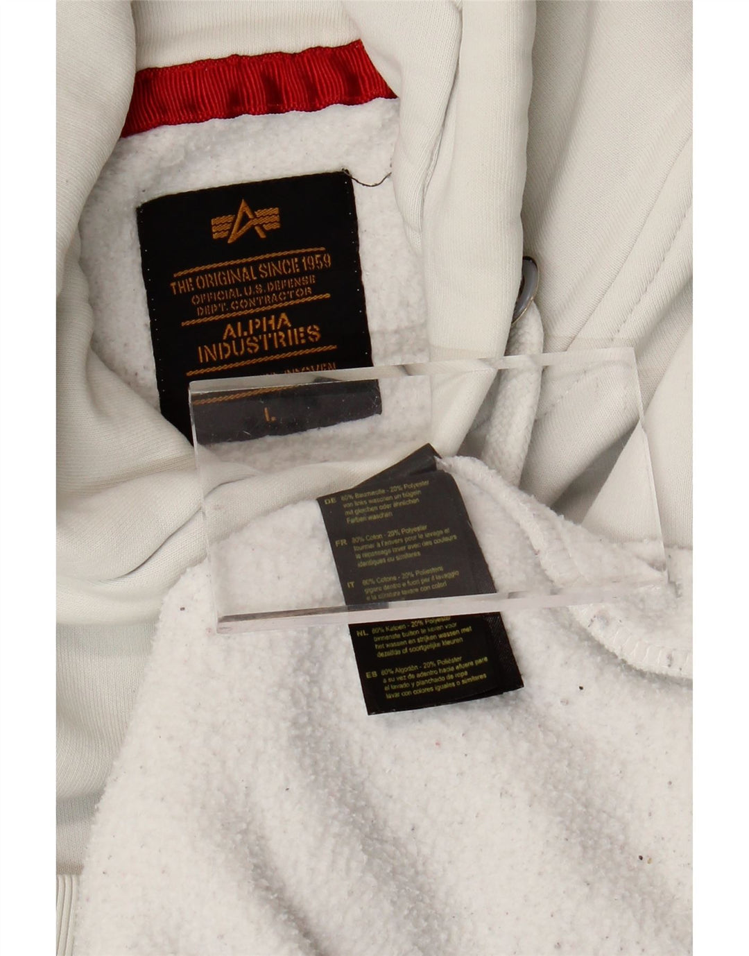 ALPHA INDUSTRIES Grafisk hættetrøje til mænd Stor hvid bomuld