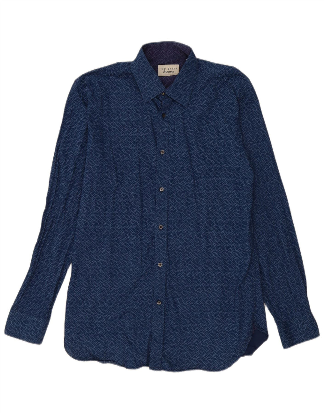 Ted Baker Herre abstrakt mønster skjorte størrelse 15 1/2 Medium Navy Blue