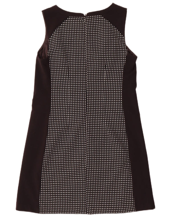 Næste Dame Ærmeløs A-Line Kjole UK 12 Medium Sort Plettet Polyester