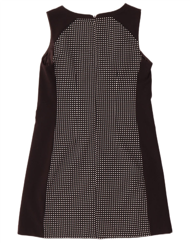 Næste Dame Ærmeløs A-Line Kjole UK 12 Medium Sort Plettet Polyester