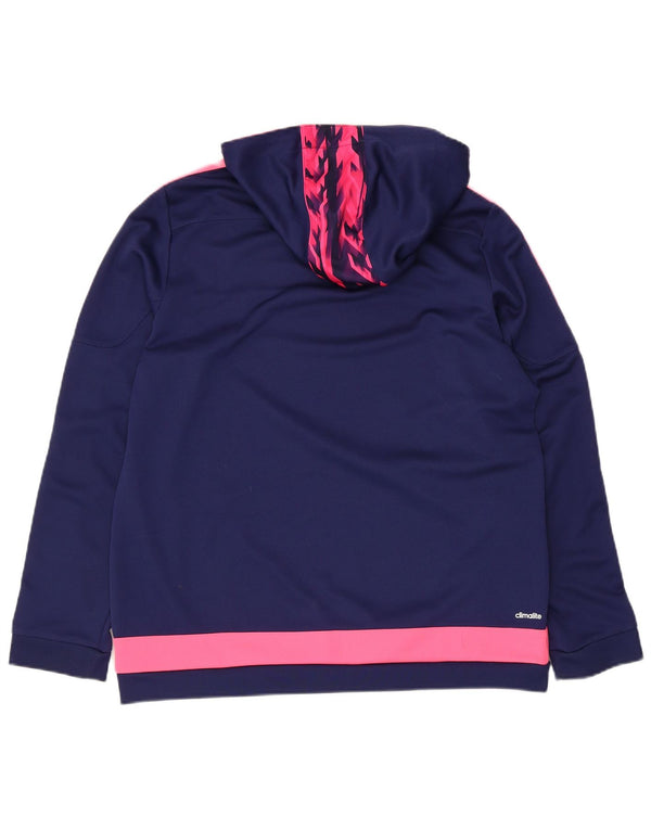 Adidas Dame Climalite Hoodie Jumper UK 20/22 XL Navy Blue Colourblock