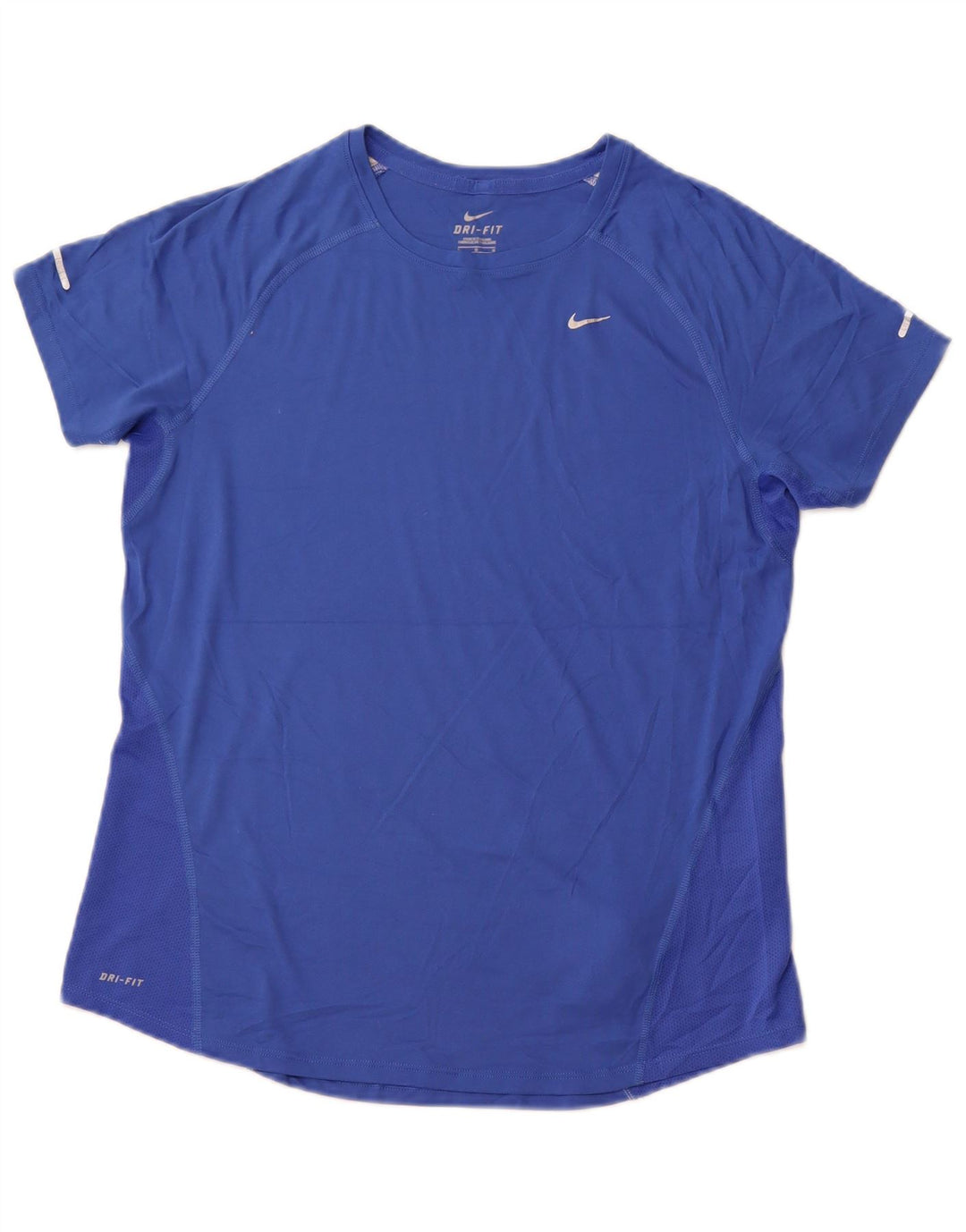 NIKE Dame Dri Fit T-Shirt Top UK 16 Stor Blå Polyester