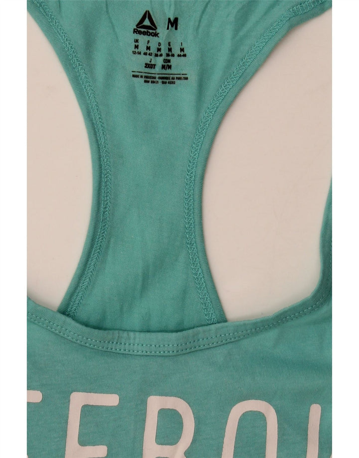 Reebok Dame Grafisk Vest Top UK 12/14 Medium Turkis