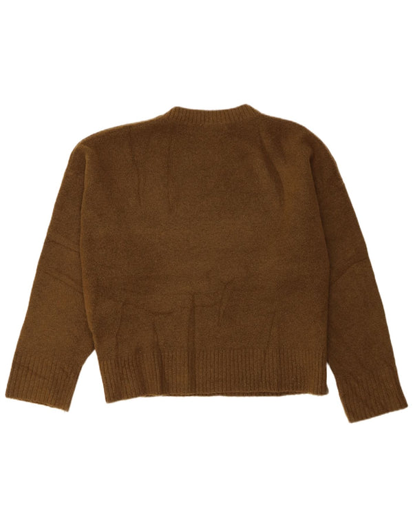Zara Womens Oversized Crew Neck Jumper Sweater UK 16 Large Green Acryl