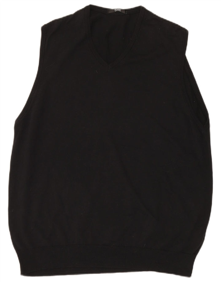 MARKS & SPENCER Herrevest Tank Top UK 41/43 Large Black Cotton