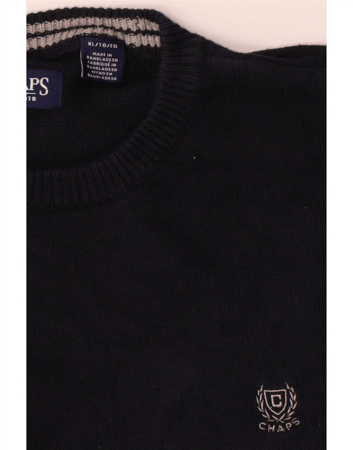 Chaps Herre Crew Neck Jumper Sweater XL Sort Bomuld