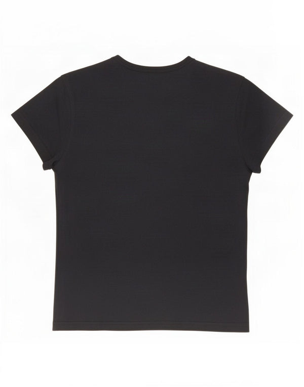 Reebok Dame T-Shirt Top UK 12 Medium Sort Bomuld