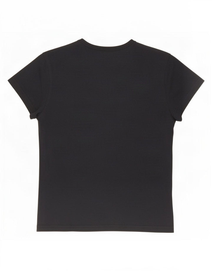 Reebok Dame T-Shirt Top UK 12 Medium Sort Bomuld