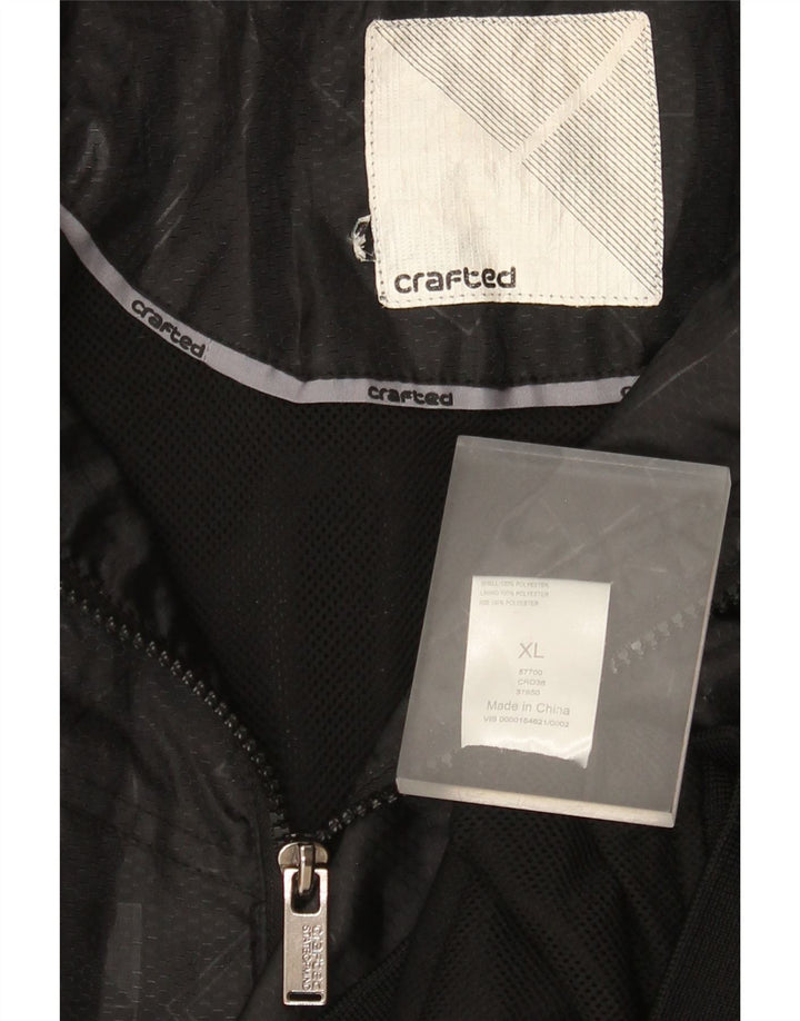 Vintage Herre grafisk hættebombejakke UK 42 XL Sort Geometrisk