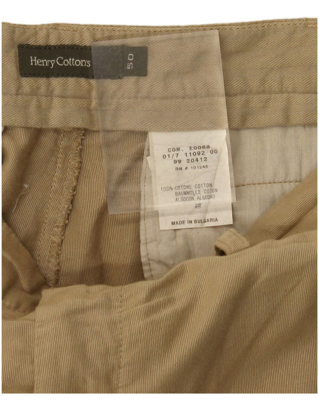 HENRY COTTONS Lige Chinobukser til mænd IT 50 Large W32 L29 Beige