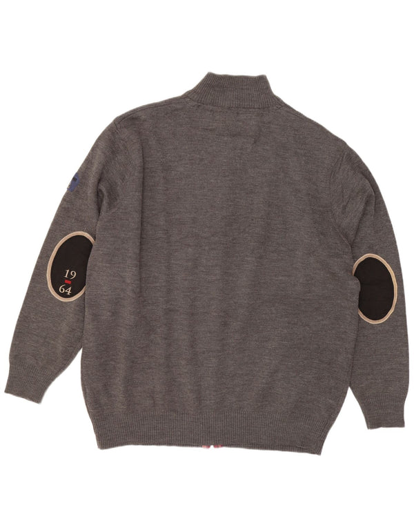 Vintage herre cardigan sweater 5XL grå merinould