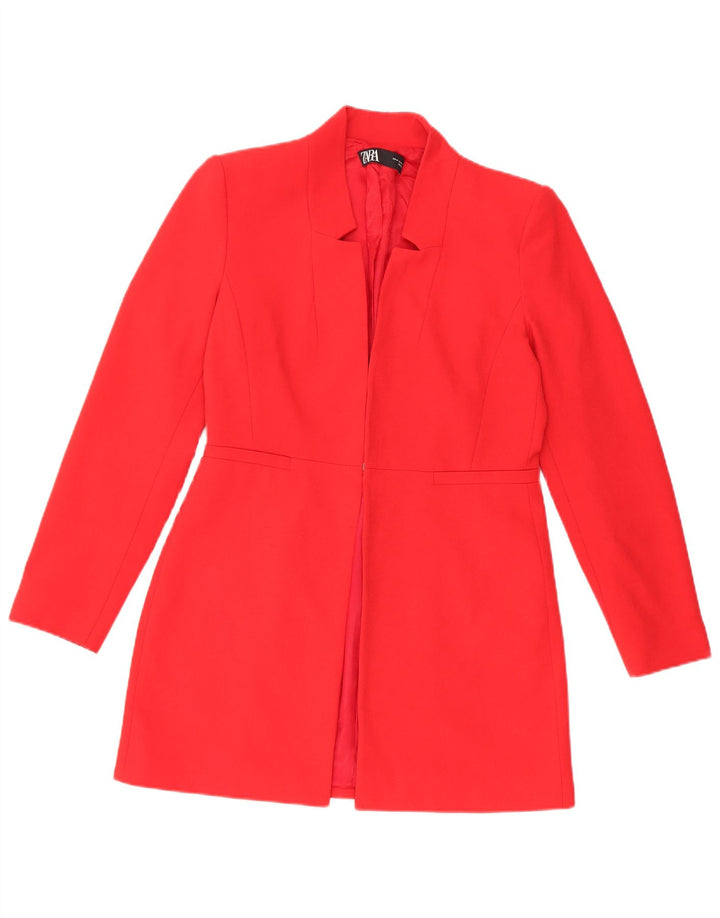 Zara Dame Blazer Jacket UK 14 Medium Rød Polyester