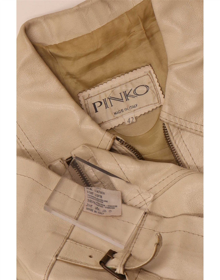 Pinko Dame Læderjakke IT 42 Medium Beige