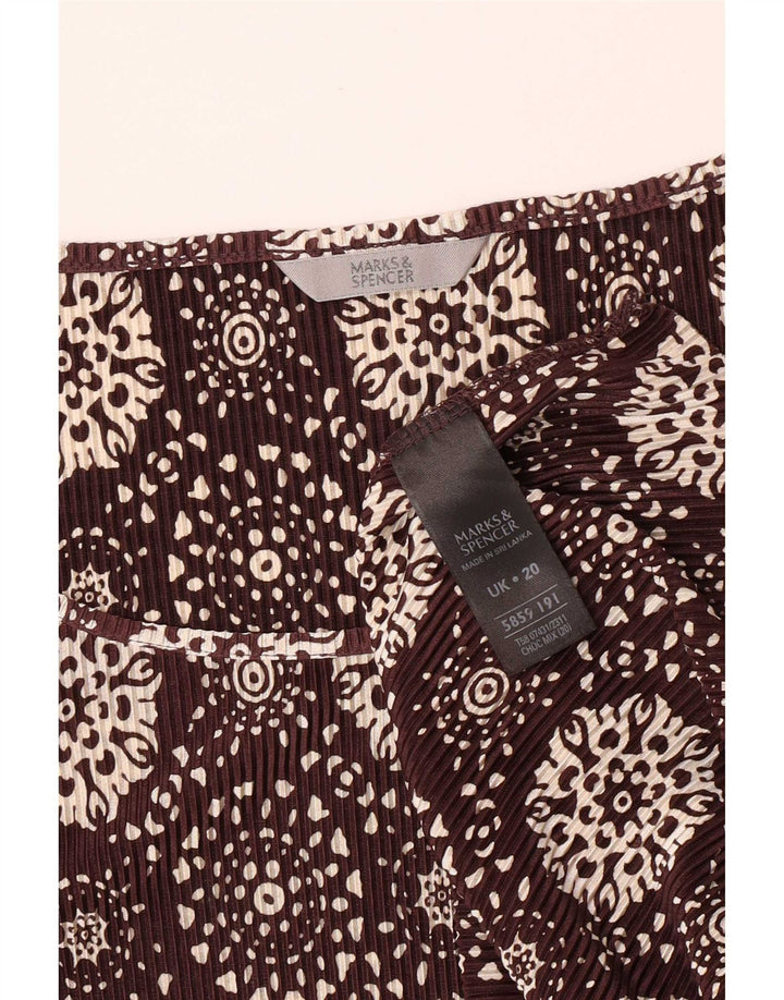 Marks & Spencer kvinders abstrakt mønster top 3/4 ærmer UK 20 2XL Brun