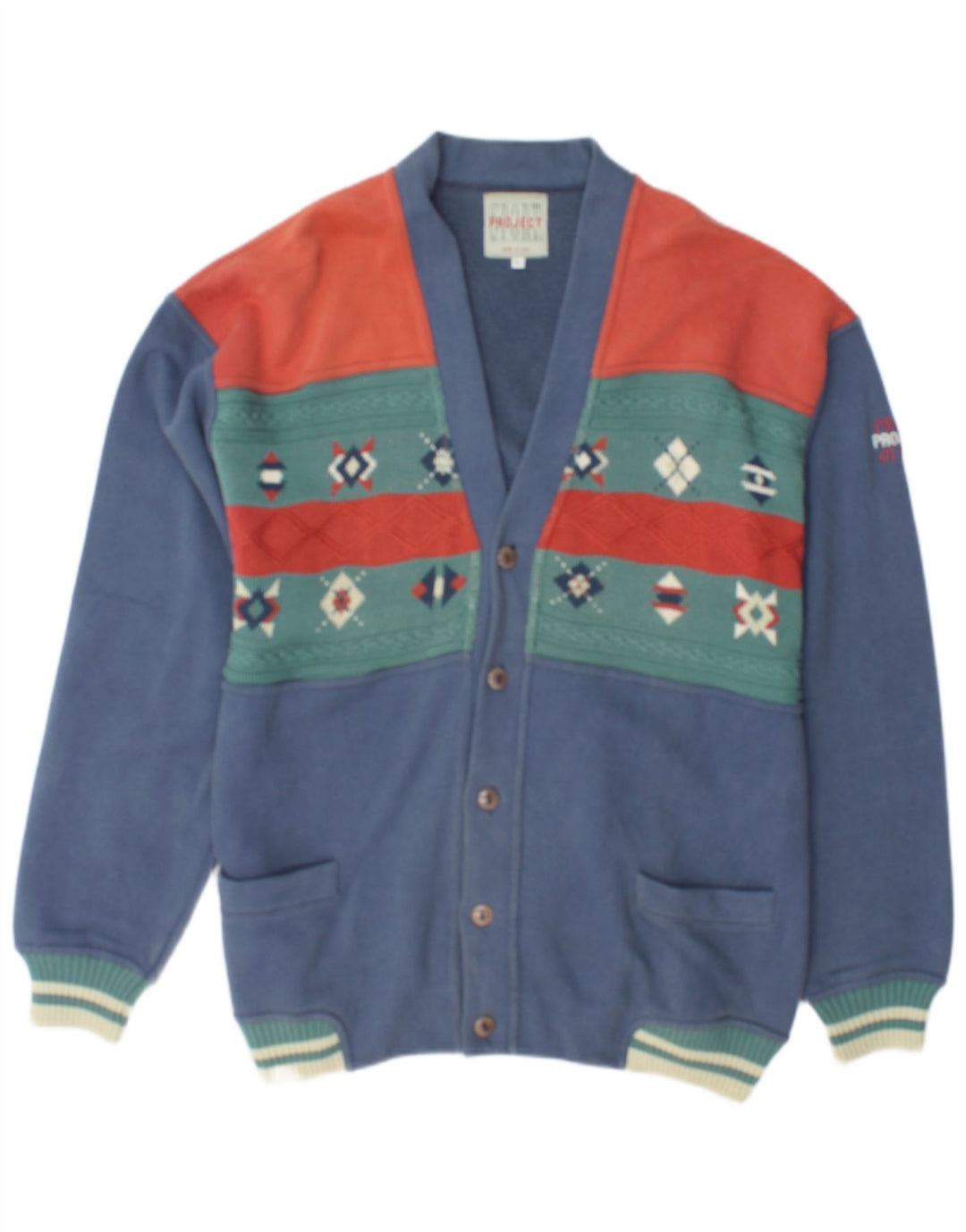 Sport Project Herre Cardigan Sweater Stor Blå Geometrisk Bomuld