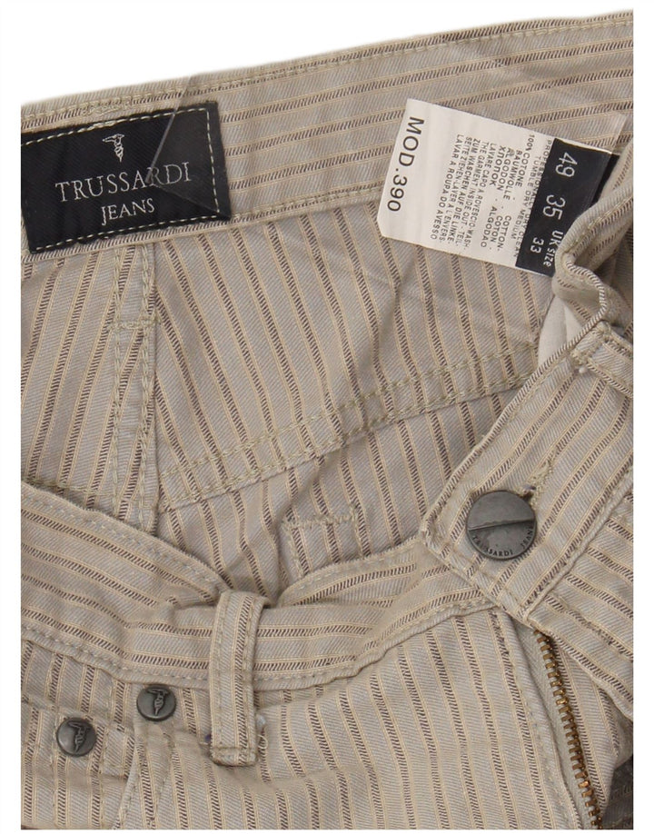 TRUSSARDI Mens Casual Shorts W33 Medium Beige Striped Cotton
