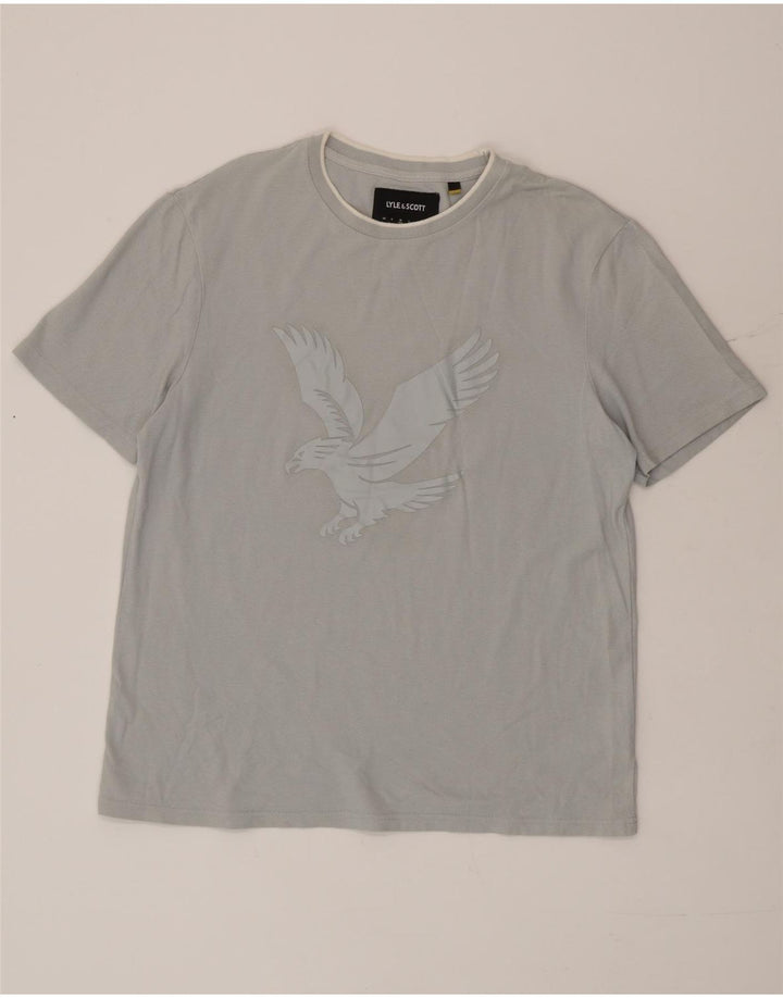 Lyle & Scott Herre Relaxed Fit grafisk T-shirt top mellemblå bomuld